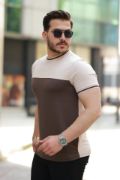 Erkek Bisiklet Yaka Parçalı Renk Kısa Kollu Tshirt resmi